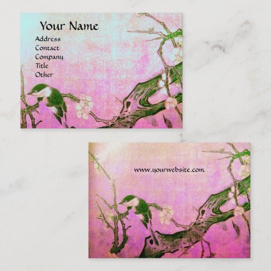 SPRING BIRD ,roze violet ,blauw,bruin Visitekaartje (Voorkant / Achterkant)