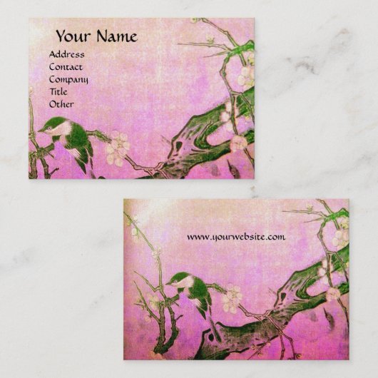 SPRING BIRD, roze violet bruin Visitekaartje (Voorkant / Achterkant)