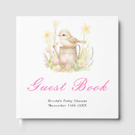 Spring Bird Watering Can Baby Shower Guest Book Gastenboek