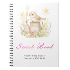 Spring Bird Watering Can Baby Shower Guest Book Notitieboek