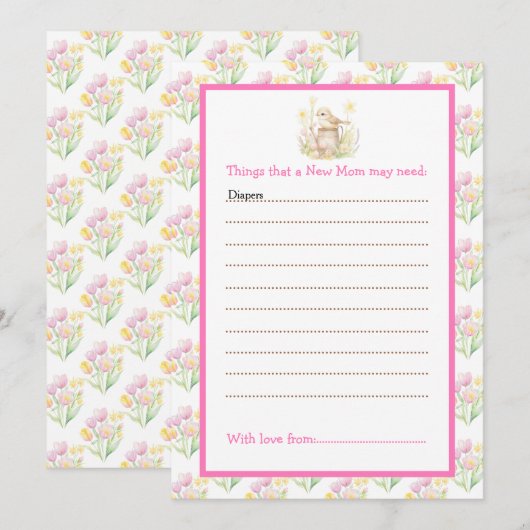 Spring Bird Watering Can Baby shower Kaart (Voorkant / Achterkant)