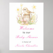 Spring Bird Watering Can Baby shower Poster (Voorkant)