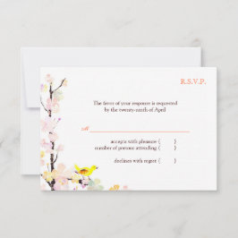 Spring Bird White Floral Wedding RSVP