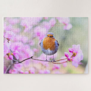 Spring Bird with Pink Flowers Legpuzzel