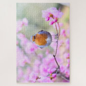 Spring Bird with Pink Flowers Legpuzzel (Verticaal)