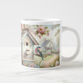 Spring Birdhouse With Pastel Flowers And Bird Grote Koffiekop (Rechts)