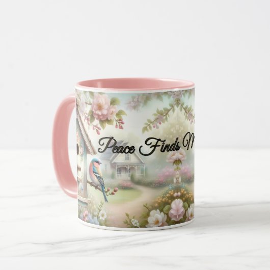 Spring Birdhouse With Pastel Flowers And Bird Mok (Voorkant links)