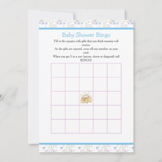 Spring Birds Baby shower Bingo Kaart (Voorkant)
