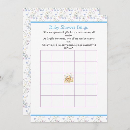 Spring Birds Baby shower Bingo Kaart (Voorkant / Achterkant)