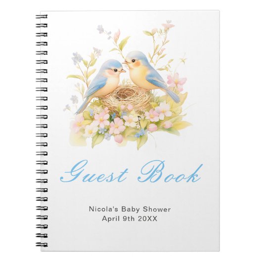 Spring Birds Baby Shower Guest Book Notitieboek (Voorkant)