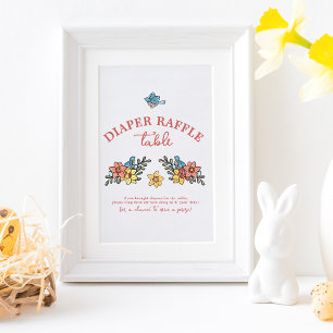 Spring Birds Baby shower Luier Raffle Tafelteken Poster