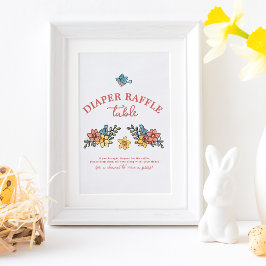Spring Birds Baby shower Luier Raffle Tafelteken Poster