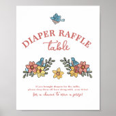 Spring Birds Baby shower Luier Raffle Tafelteken Poster (Voorkant)