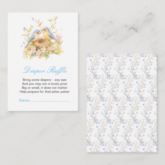 Spring Birds Baby shower Luierkrabbel Informatiekaartje (Voorkant / Achterkant)