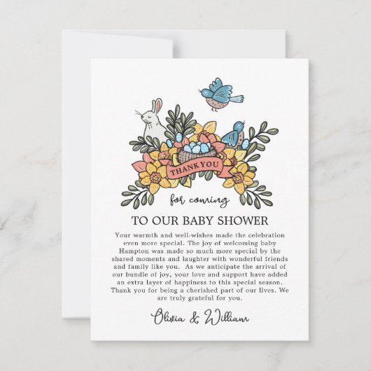 Spring Birds Dank u Baby shower Kaart (Voorkant)