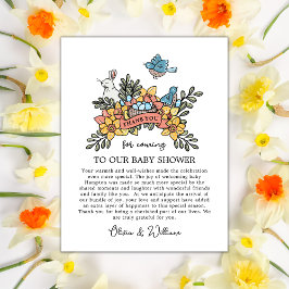 Spring Birds Dank u Baby shower Kaart