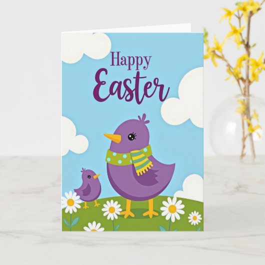 Spring Birds Easter Wish Card Kaart (Gele Bloem)
