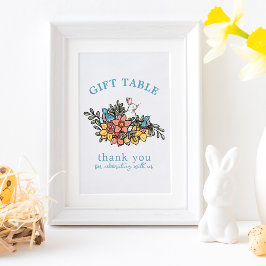 Spring Birds en Bunny Baby shower Gift Tafel Teken Poster