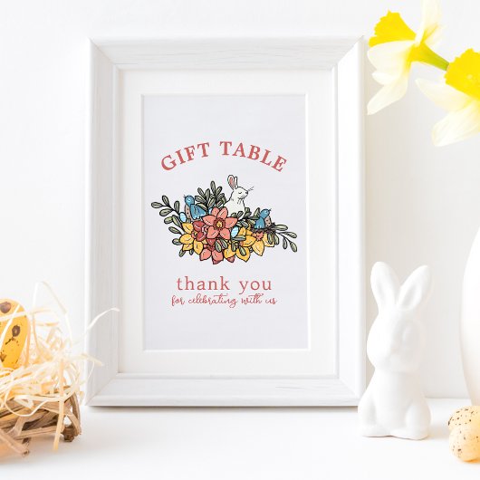Spring Birds en Bunny Baby shower Gift Tafel Teken Poster