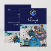 SPRING BIRDS GARDEN PARTY, SAPPHIRE GEM MONOGRAM KAART (Voorkant / Achterkant)