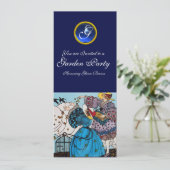 SPRING BIRDS GARDEN PARTY, SAPPHIRE GEM MONOGRAM KAART (Staand voorkant)