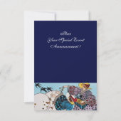 SPRING BIRDS GARDEN PARTY, SAPPHIRE GEM MONOGRAM KAART (Achterkant)