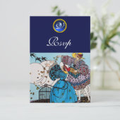 SPRING BIRDS GARDEN PARTY SAPPHIRE MONOGRAM RSVP (Staand voorkant)