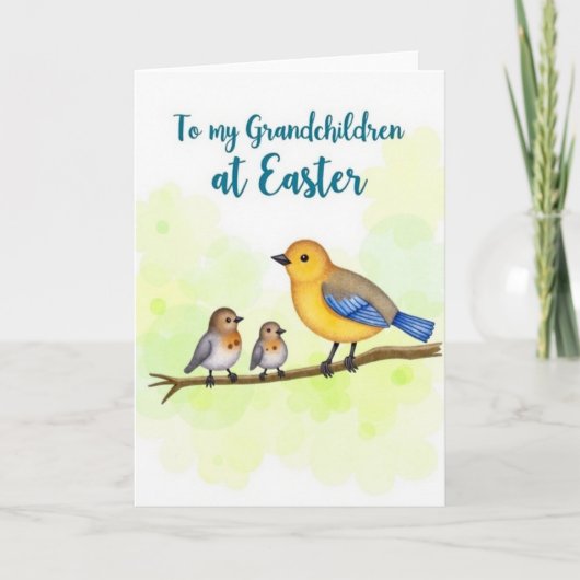 Spring Birds Grandchildren Easter Card Kaart (Voorkant)