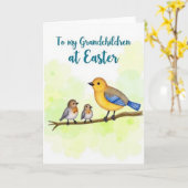 Spring Birds Grandchildren Easter Card Kaart (Gele Bloem)