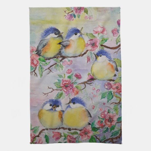 Spring Birds Keukenhanddoek Mooie mussen (Verticaal)