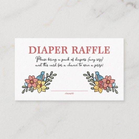 Spring Birds Luier Raffle Baby shower Informatiekaartje (Voorkant)