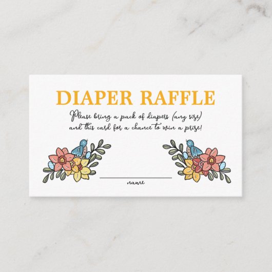Spring Birds Luier Raffle Baby shower Informatiekaartje