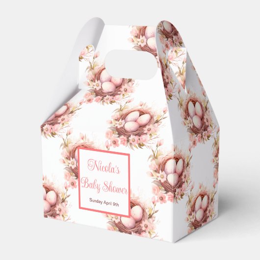 Spring Birds Nest Baby shower Bedankdoosjes (Voorkant Zijde)