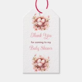 Spring Birds Nest Baby shower Cadeaulabel