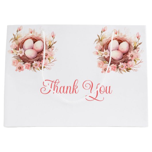 Spring Birds Nest Baby shower Groot Cadeauzakje (Voorkant)
