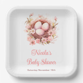 Spring Birds Nest Baby shower Papieren Bordje