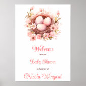 Spring Birds Nest Baby shower Poster (Voorkant)