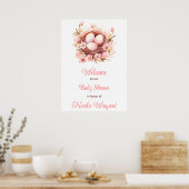 Spring Birds Nest Baby shower Poster (Keuken)