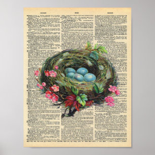 Spring Birds Nest op  woordenboekpagina Poster