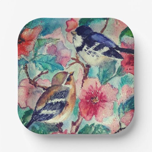 Spring Birds Paper Borden Papieren Bordje (Voorkant)