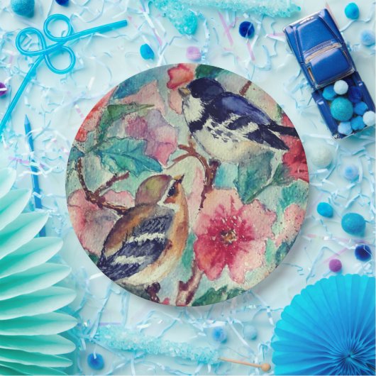 Spring Birds Papieren Borden - Schilderen Papieren Bordje (Feest)