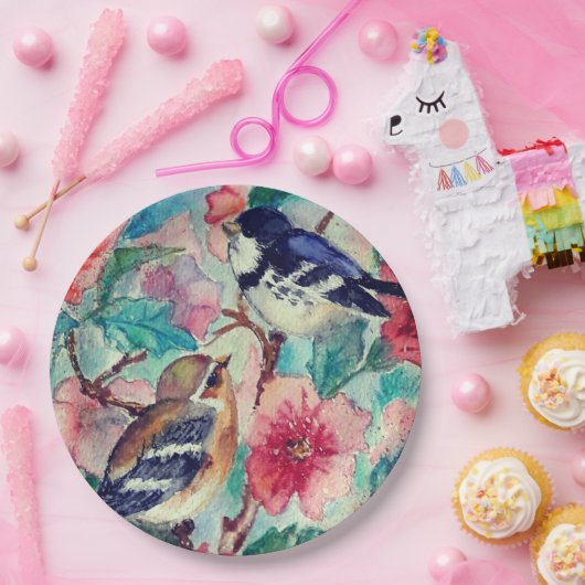 Spring Birds Papieren Borden - Schilderen Papieren Bordje (Feest)