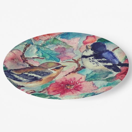 Spring Birds Papieren Borden - Schilderen Papieren Bordje (Gekanteld)