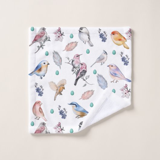 Spring Birds Pattern Bad Handdoek (Wasdoekje)