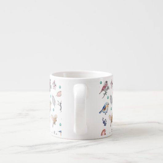 Spring Birds Pattern Espresso Kop (Achterkant)