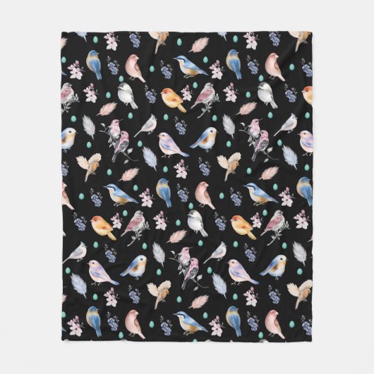 Spring Birds Pattern Fleece Deken (Voorkant)