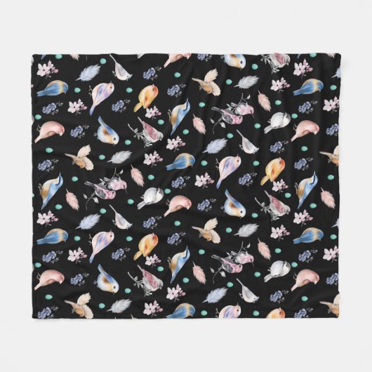 Spring Birds Pattern Fleece Deken (Voorkant (Horizontaal))