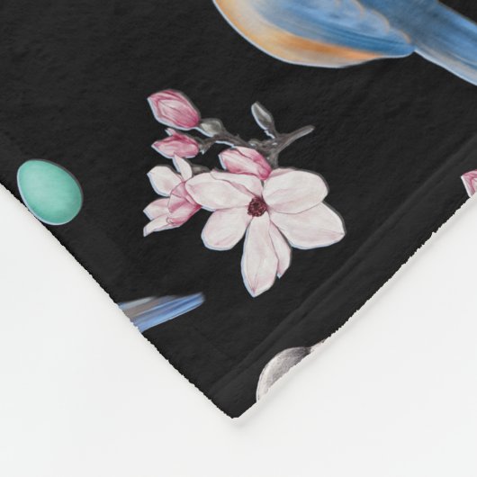 Spring Birds Pattern Fleece Deken (Hoek)