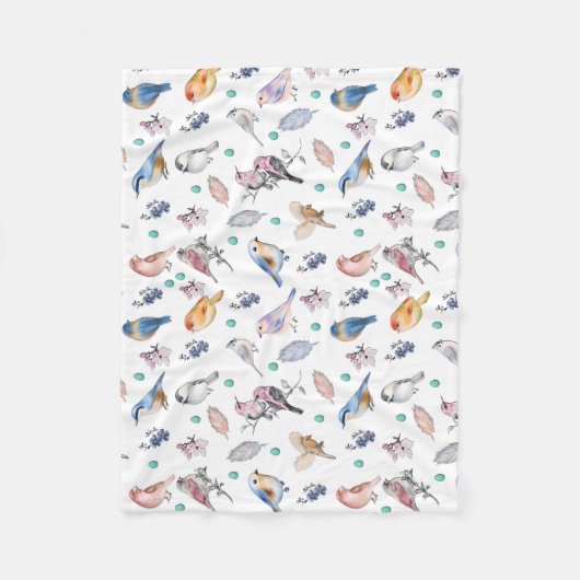 Spring Birds Pattern Fleece Deken (Voorkant)