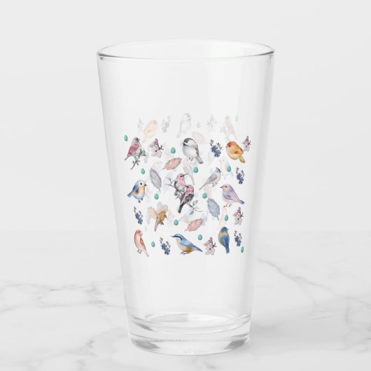 Spring Birds Pattern Glas (Achterkant)